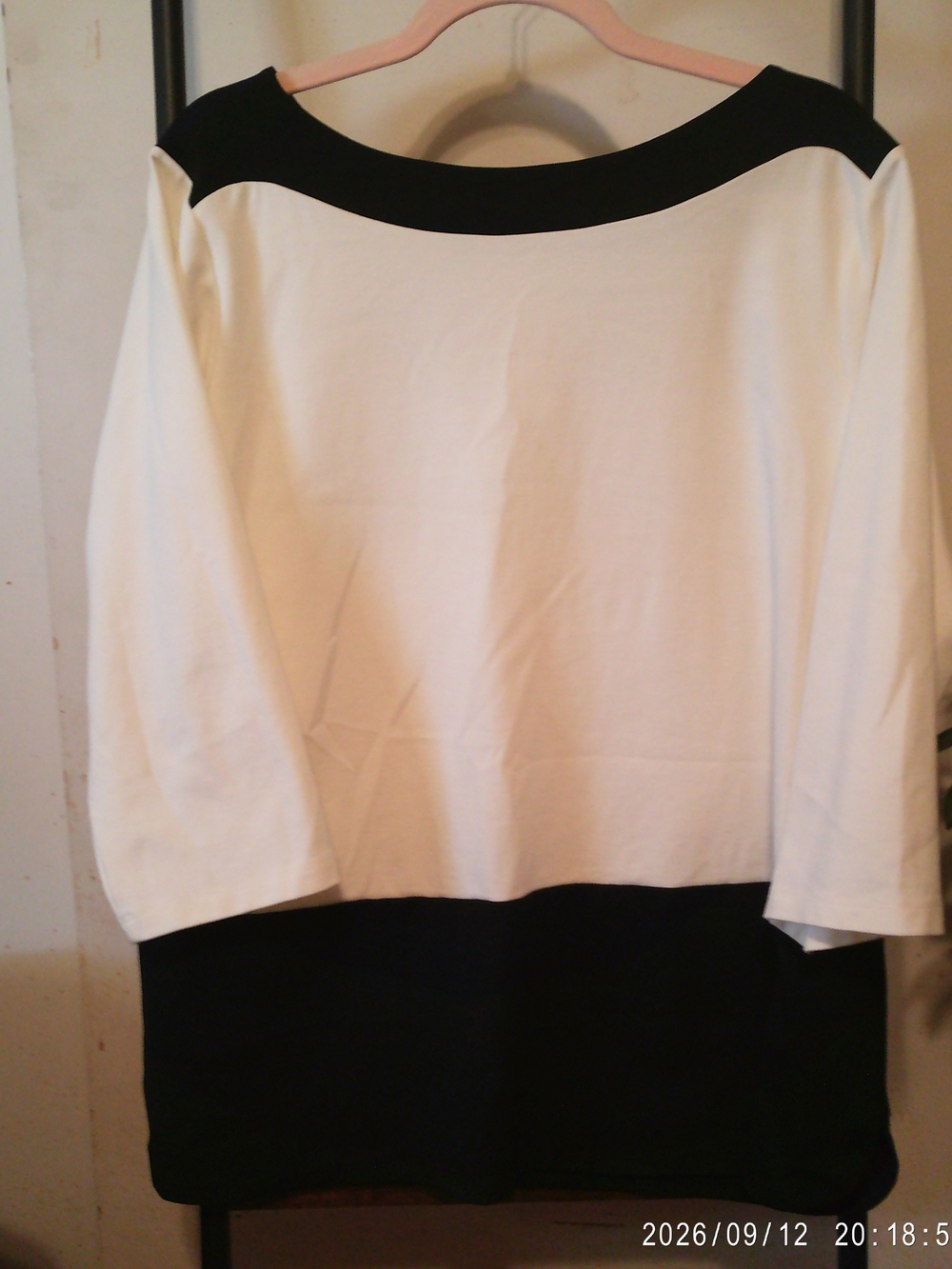 Chico’s Black & White Colorblock 3/4 Sleeve Tunic Top Size 3 KH023